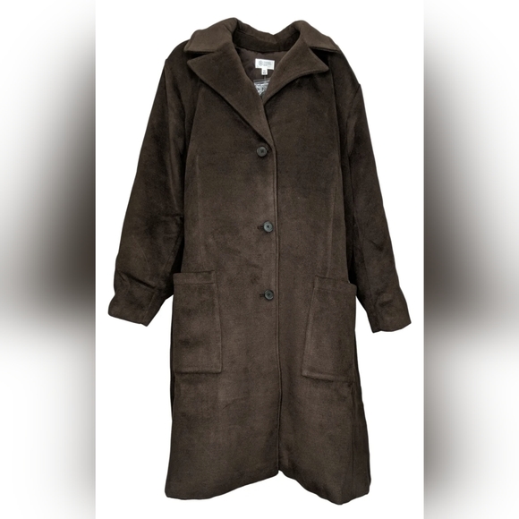 NEW Candace Cameron Bure Java Chocolate Tailored Faux Wool Long Coat 4X PLUS - Picture 3 of 15